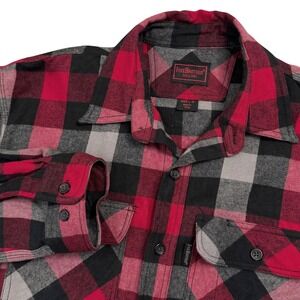 Five Brother Mens Red Black Plaid Flannel Shirt Long Sleeve Button Up Size Large